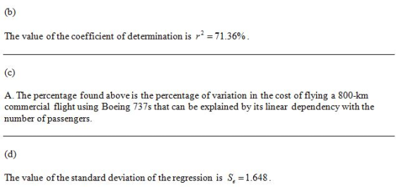 (b) The value of the coefficient of determination is r2 = 71.36%. A. The percentage found above is the percentage of variatio