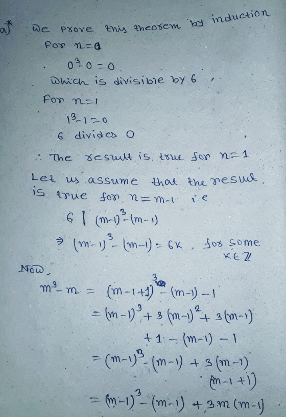 osem by induction which is divisibe by 6 0 6 divid es o Let us assume thot the vesuw 2 2