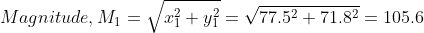 Magnitude, M = x + y = V77.52 + 71.82 = 105.6