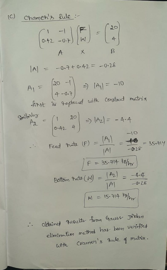 (C) chamens Rule : 4 0.42 -0.7 A х B IAI C -0.7+ 0.42= -0.28 A = 20 - A-10 4 -0.7 first is repland with constant matria Smil
