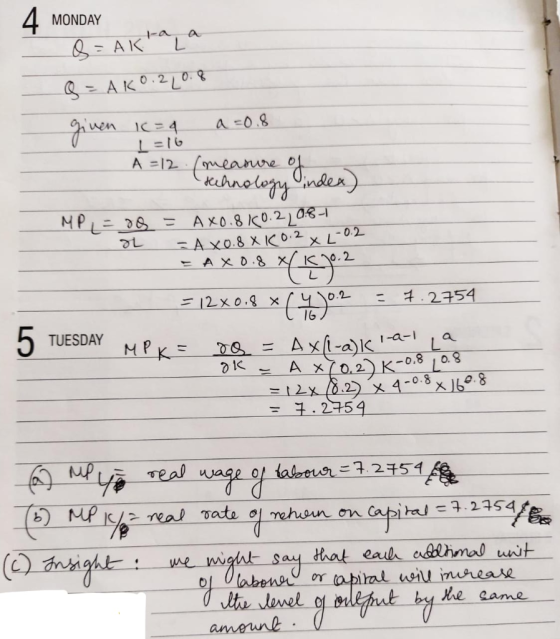 4 MONDAY 8= Akta a 8= AKO.220.8 given ic=4 a=0.8 | = 16 A =12 measure of Tehnology index) MP = 88 = AX0.810.2 0.8-1 al = AXO8