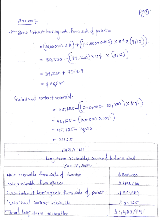 190 Ansurro * Boro interest bearing note from salle de patent = = (10.900x0.61a) +(@10,000X :31a) * 41%x (9113)). = 89,330 +C