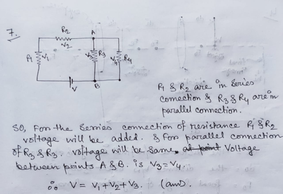 Re А 7. Rt Evi 3 R3 tarih In Series R & R2 are in Comection & Rz & Ry arem parallel connection. so, for the sessies connecti