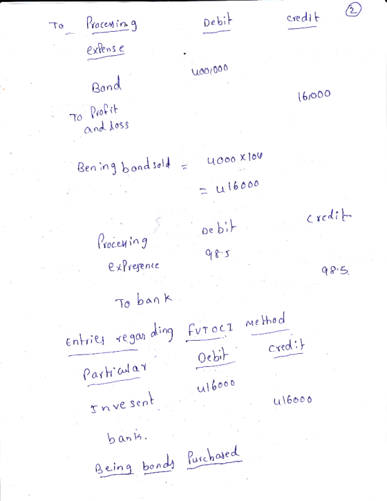 credit To Debit Processing expense B 1001000 16000 Band To Profit and doss Bening bond sold = 4000 x104 - ul6ooo credit . Deb