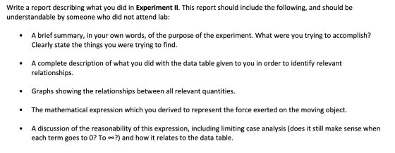 Write a report describing what you did in Experiment II. This report should include the following, and should be understandab
