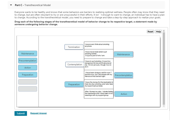 Part C - Transtheoretical Model Everyone wants to be healthy and knows that some behaviors are barriers to realizing optimal