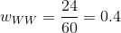 w_{WW}=\frac{24}{60}=0.4