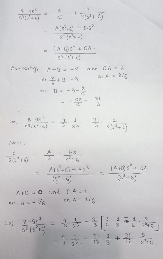 $184+6) S3 2 8-95² A. B. 53152+6) A(8+6) + B.s? S3 (5²76) (A+B) s? + GA. 53 15+6) Comparing; A+B = -9 and 6A = 8 8/6 on. S +