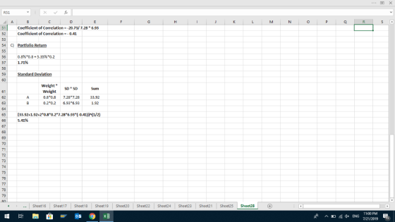 ... EX R51 H I J K L M N O P Q R S 51 52 Coefficient of Correlation=-20.73/ 7.28 6.93 Coefficient of Correlation = -0.41 53 5