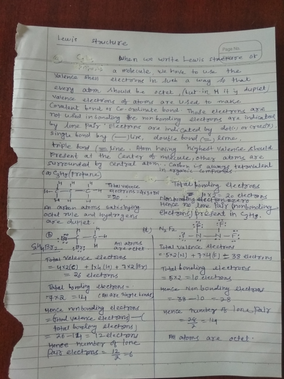 Lewis structure Page No. when we write Lewis streaptelse valence electrons of atoms are used electrons to ing electrons are i