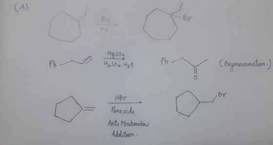 B2 Hg sou Ph o H₂SO4, H₂O P COxymercuration) Congratandum, =o HBY Peroxide Ante Markonikow Addition .