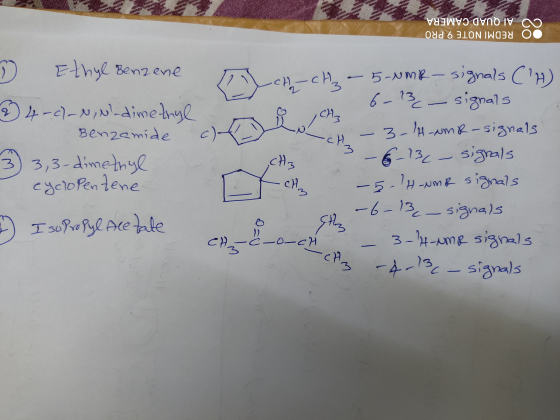 Viswษว ovno IV C2 od 6 310N IWCY OO ch 7 Ethyl Benzene 2 4 -c)-N,N-dimethyl- Benzemide 3 3,3-dimethyl cyclopentene c)- chhoch