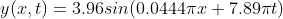 y(x,t)= 3.96sin(0.0444\pi x+7.89\pi t)