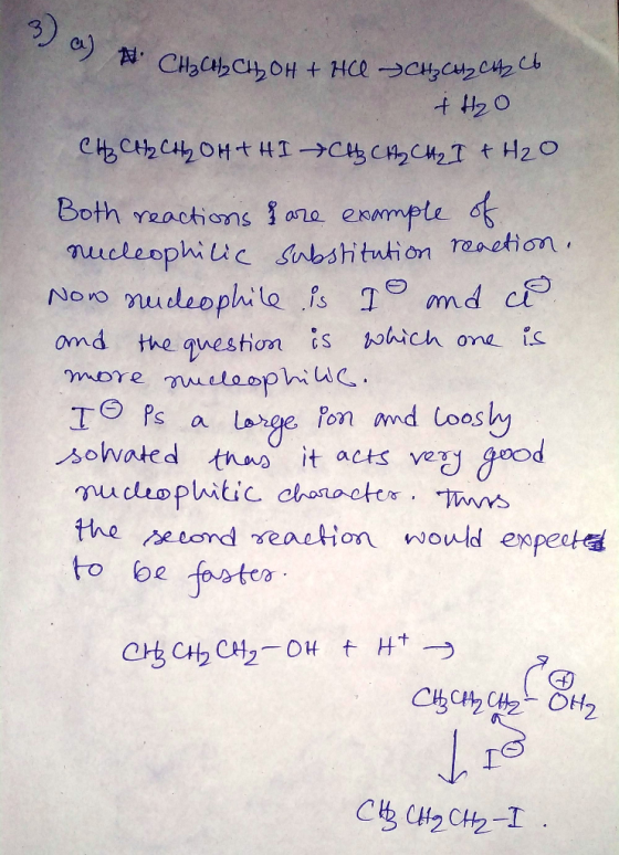 9) ) ВСнан, СН3С),C, OH + HCO cң,си, с, + H2 O ес» си, он tңІ »СЬ С уси, Т + H2O Both reactions hare example of nucleophili