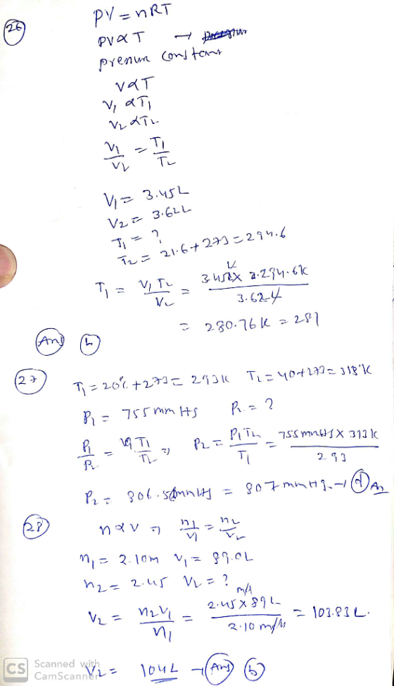PV=nRT PVAT prenum VAT + posztwo constant Vati I s3 & ² Vi= 3.452 V2 = 3.622 Ti =? T2 = 21.6+ 277=294.6 3 urix a.224.6k T, =