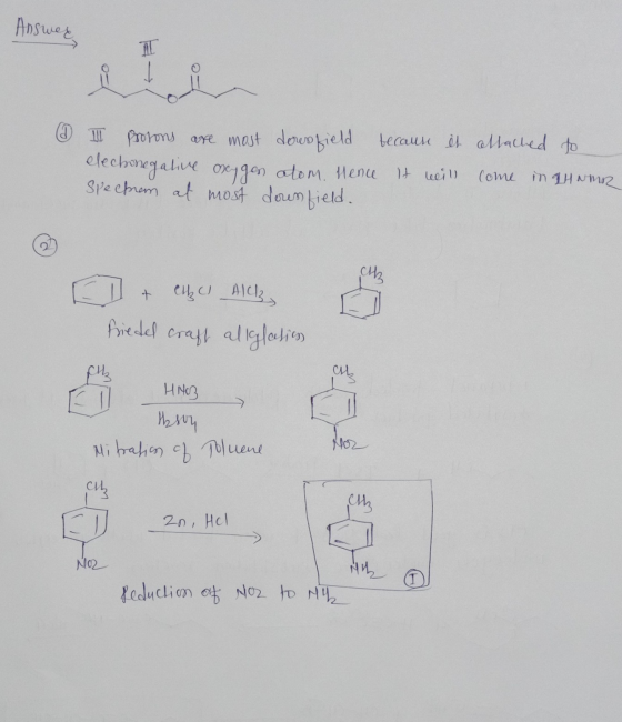 Answer 요 Prosons are most deresfield because it attached to electonegative oxygen atom. Hence it will speckem at most downfie