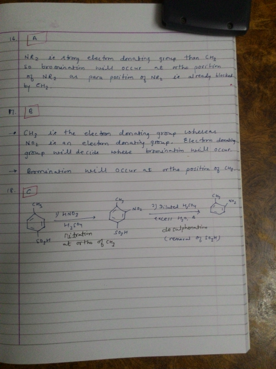 NR2 is strong so bromination of NR2 an by CH₂ electroom donating group than CH₂ will occur at or the position para position o