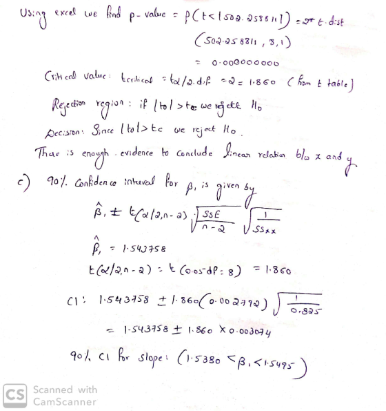 tC S0aS 8311 , S, i Аес.son.. 3.nce {tol > tc Thue ;s enough evidence to conclude nean relaka, 6 DY Slopei (538o S475 CSI Sca
