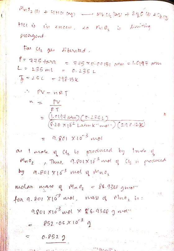 *O2 (5) + 4Hem - mith my +220 tl;=kre Hu cj is inelu, do Pron is biniting Greagent For a gas diberated , 775 et 115X0.00131 A
