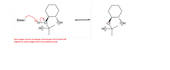 Base: H O: OH :OH HO но here oxygen carries +ve charge so bond pair of H-O bond will migrate to wards oxygen this H was pieke