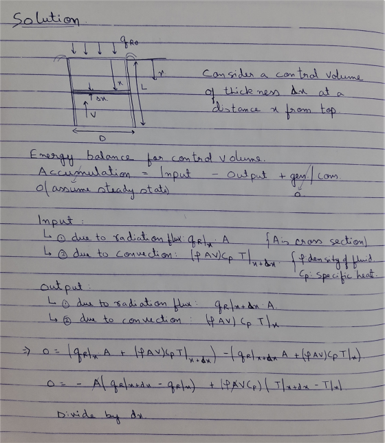 Solution consider a control volume of thick ness an at a distance & from top. TT sn T Energy balance for control volume. Accu