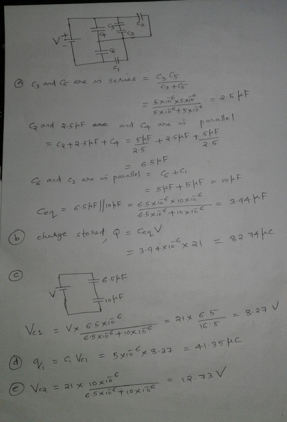 & C and 5 are is series = C₃ 5 C3 +5 F - 5x108x5x100 E = 2.5 5x108 +5x10 a and 2.5ff are and ca are is parall = c2+2.5ff + 4