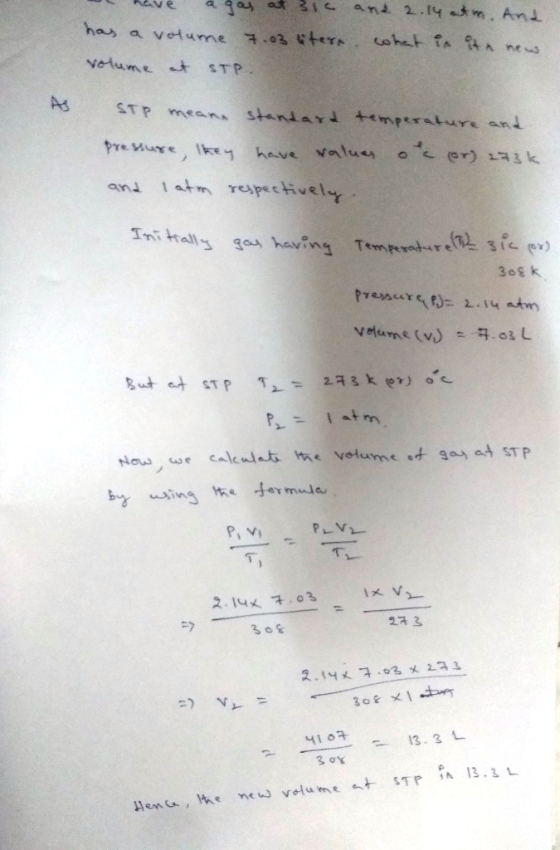 and 2.14tm. And has a vetume .03 tern Lo hat fa tA neus volume STP As STP meana standard +emperaturu and Pre ure, Ikey have v