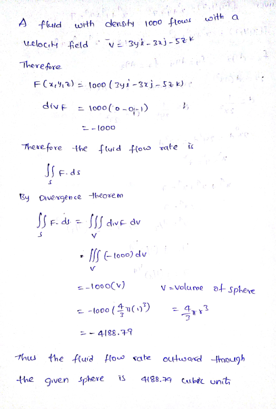futd orth dlensty looo flos oith a These fore div There fore -lhe flu d floua vate ii t F. ds -1000) dv v -volume at Sphere 了