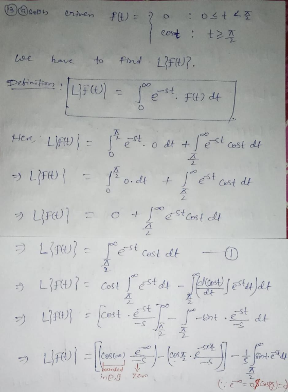 Definition: LF(t) Here, Lif(t)} = + jest Cost dt ㅈ 18mntētu @comb criven ft) ost La Cost: tan we have Find Lif(t?. F(t) at es