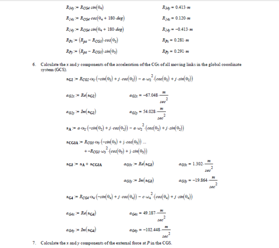 R34 = 0.413- R14 = 0.120- R34 = Rcg4-sin(64) R14x = Rcg4.cos(04 + 180-deg) R14 = RCG-sin(04 + 180-deg) Ra = (Rpg - RCG).cos(3