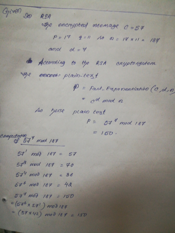 9 RSA upo eのcrypteol one mage e,57 Aoxoraing totho RSA oryptoagotem eor plain-test Ao クorte plaiのtest P 5 mood 187 57 m60 18
