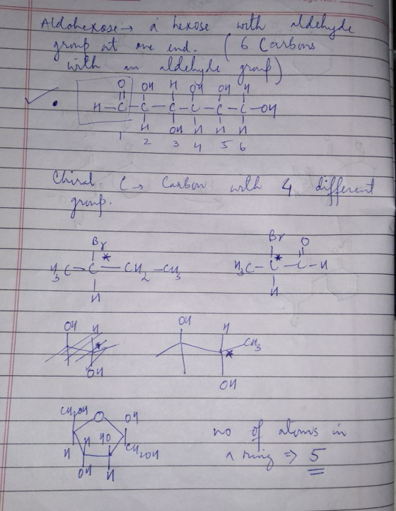Aldohexose a hexose with a group at one end. ( 6 СЛb (s with in aldehyde gra Оои и обои и и-с-с -с-с-с-с-ой ои и и и 1 2 3 4