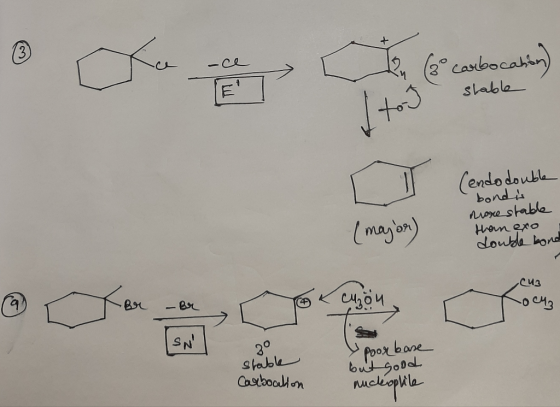 (endodouble bondis more stable (major) than exo double bond Cua 042 stable Carbocation poor bare but good nucleophile