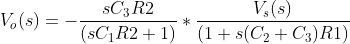V(s) sC3 R2 (sC1 R21) Vo(s) (1s(C2C) R1)