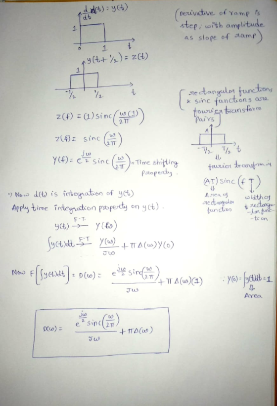dt step; with amplitude as slope of stame 1 6 1 t 1. e etap sinc fanctions asa 2(f):(1)sinc( 7(f): sinc(u, P) atYs 2 TT y(4):
