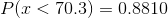 P(x < 70.3) = 0.8810