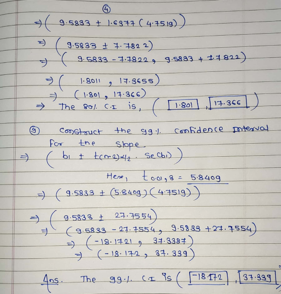 of 9.5833 + 1.6877 ( 4.7519) 9.5833 + 7. 782 2) 9.5833 - 7.7822 , 9.5883 + 7+822) 寸 Y 2 1.8011 17.3655 (1.801, 17.366) The 80