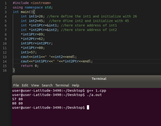 1 2 3 4 5 6 7 8 9 10 11 12 13 14 15 16 #include <iostream> using namespace std; int main() { int int1=26; //here define the i