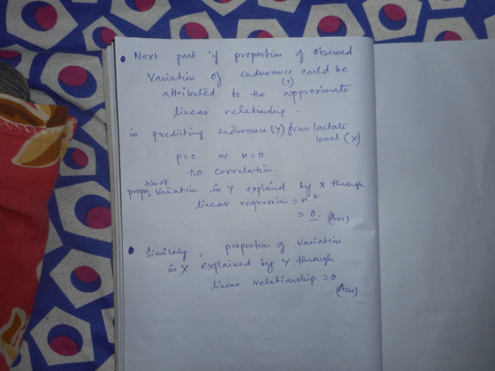 • Next part of proportion of observed Variation of endurance could be attributed to the approximate linear relationshing .. i