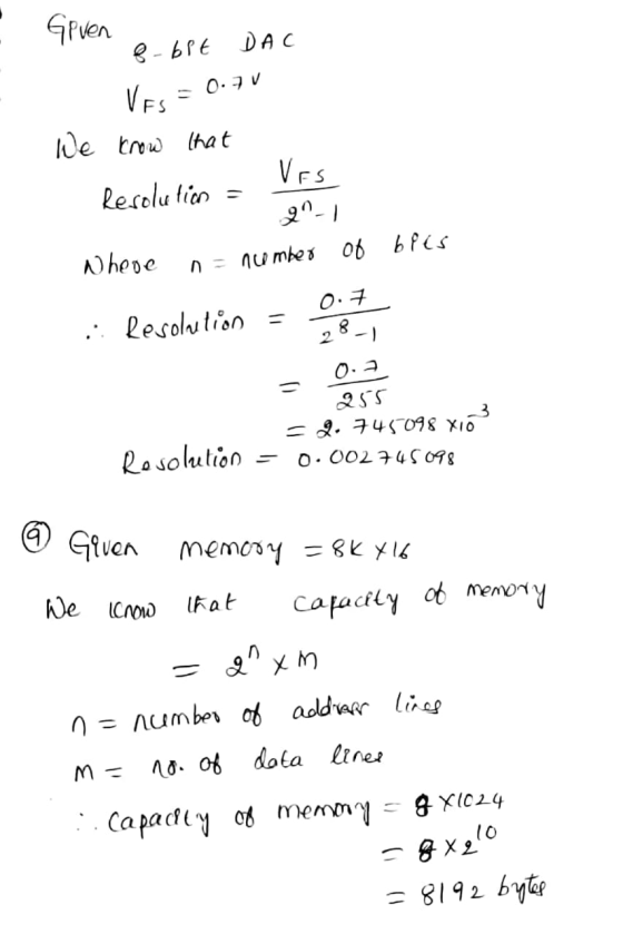 Grven DAC 8 - bPE 0.7V VES We Erow Ihat VES Resolu tien = of bPcs wheoe n = nu mbes 0.7 .: Resolution ,8-1 255 = 2. 745098 xi