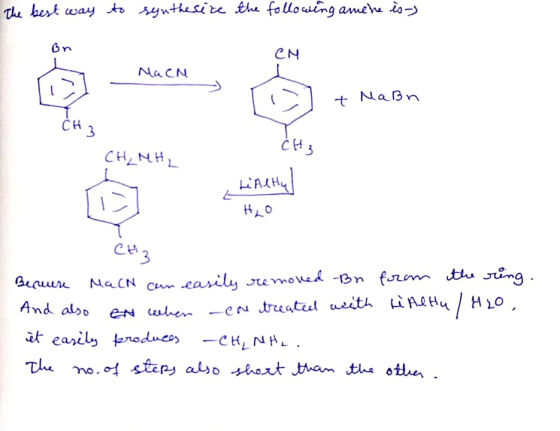 The best way to synthesize the following amene is on CM MacN + Maßn CH 3 CH3 CH, NHH Lill (Alta H₂O CH3 Beruure easily remove