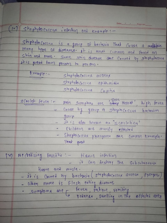 Date:_ Page na: ( Staphylococcup infection and keample : - Staphylococcus is a group of bacteria that cause a mellikle many t