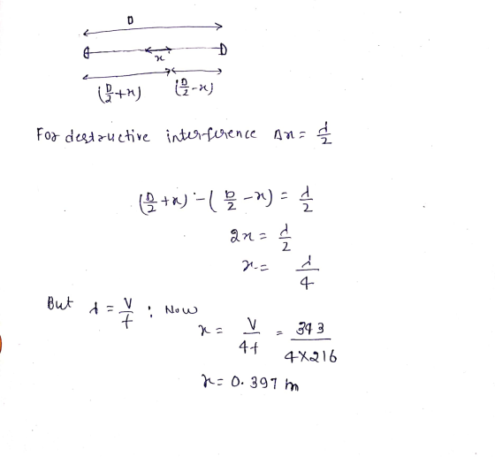 D L -) For destructive interference an=& ( +) - ( 블 - ) - 실 있거의 2. - 4. But d= > Now 조 V 343 44 4X216 쟈 0-397 m