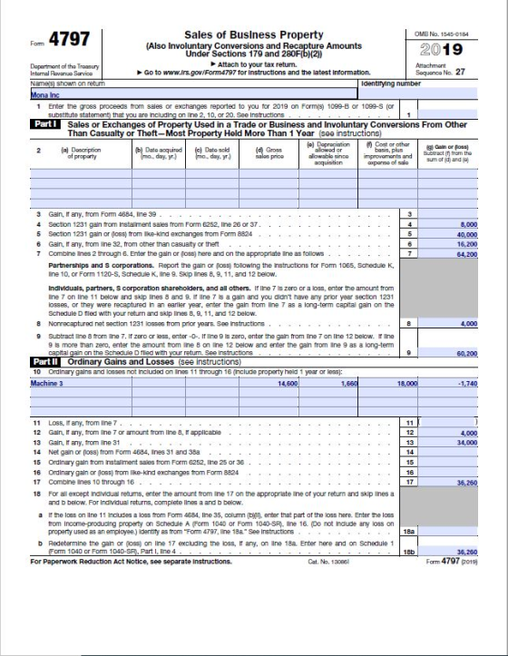 4797 Sales of Business Property OMB No. 1545-0184 Form (Also involuntary Conversions and Recapture Amounts Under Sections 179