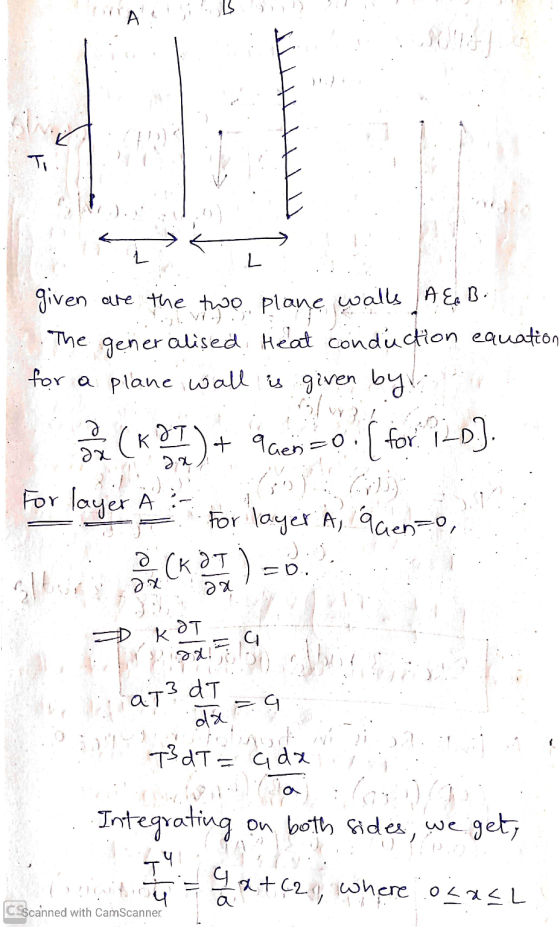 VTTTTTT given are the two plane walls A & B. 1. The generalised Heat conduction equation . for a plane wall is given byl dž (