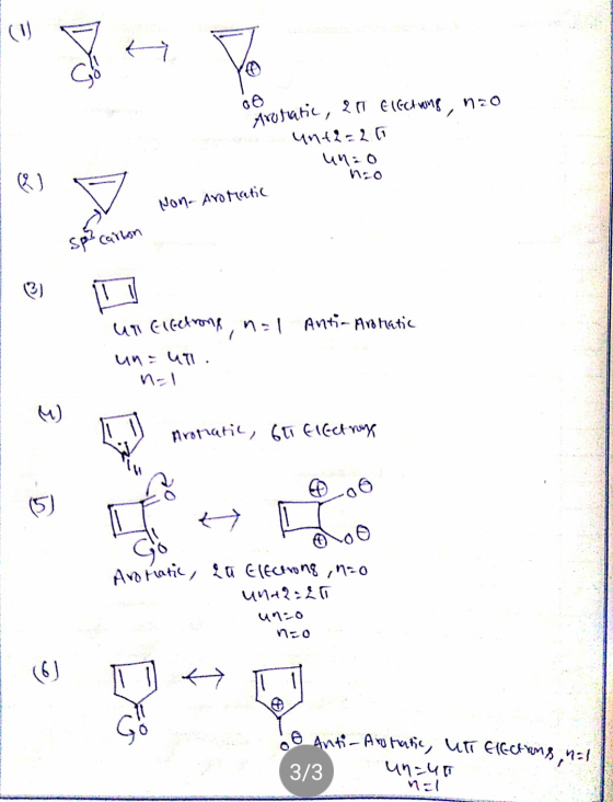 A To 00 Mrutarie, 20 Electwing, nzo unt2=26 unio ho Non. Aromatic sp² carton un Elbetrone, n=1 Anti- Aromatic un - UT. nal E