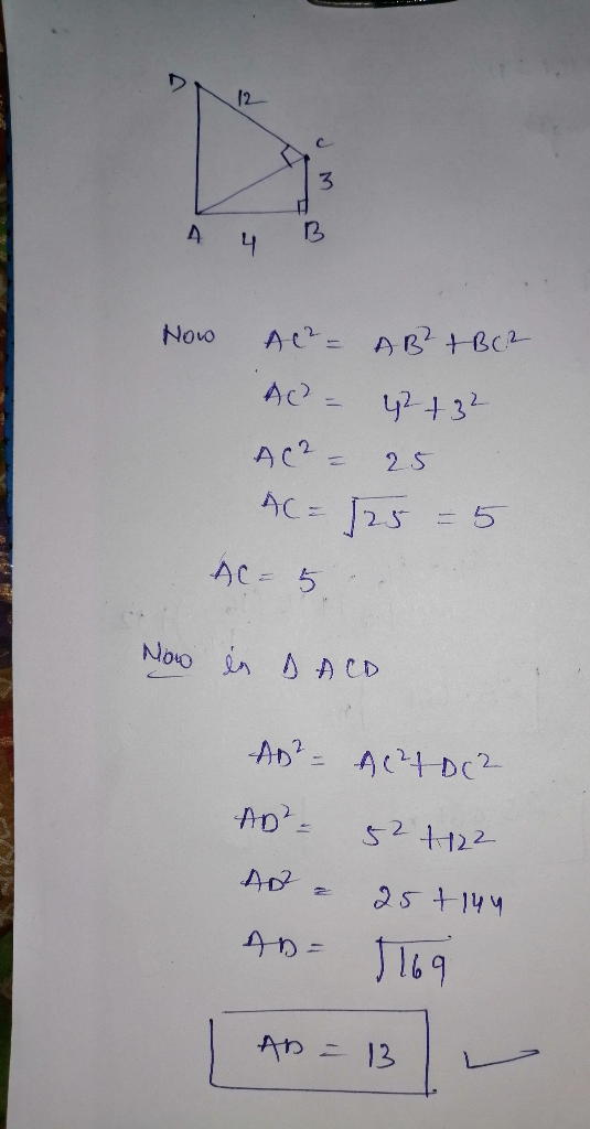1 д ч Now Ac= Ag + 3с- де? - y? 132- Ас? = 2s AC = 2х = 5 ДС = 5 . Now in DACO -А? - 421 DC2- р: s2 1122 ДО 2 + 1 ч лю = 109