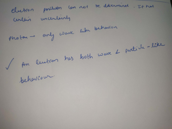 be deterninot It has eletron Certain position can not uncertainty Photon - only wave like behavion particle - like hes both w