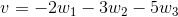 v=-2w_1-3w_2-5w_3