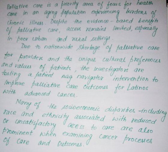 Palliative care is a prorty care in an aging fopulaton exferiencing burdens of Chronic illnes Despite the evidence - baued be